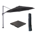 Hawaii zweefparasol Ø350 cm carbon black / zwart met 90kg black polished parasolvoet en parasolhoes