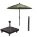 Manilla stokparasol Ø250 cm - olijf incl 40 kg Eureka parasolvoet en parasolhoes