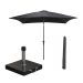 Lotus stokparasol 250x250 cm - zwart incl 40 kg Cosmo parasolvoet en parasolhoes