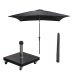 Lotus stokparasol 250x250 cm - zwart incl 40 kg Eureka parasolvoet en parasolhoes