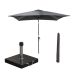 Lotus stokparasol 250x250 cm donker grijs incl 40 kg Cosmo parasolvoet en parasolhoes