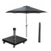 Lotus stokparasol 250x250 cm donker grijs incl 40 kg Eureka parasolvoet en parasolhoes