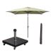 Lotus stokparasol 250x250 cm - olijf incl 40 kg Eureka parasolvoet en parasolhoes