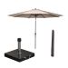 Lotus stokparasol Ø300 cm - taupe incl 40 kg Cosmo parasolvoet en parasolhoes