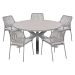 Natas tuinset 6-delig taupe - Tulli tuintafel Ø148x75 cm - light teak vironwood