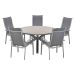 Hilly tuinset 6-delig taupe - Tulli tuintafel Ø148x75 cm - light teak vironwood
