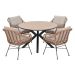 Lucas tuinset bruin 5-delig - Tulli tuintafel light teak look Ø122 cm