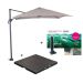 Hawaii zweefparasol S 250x250 - donker grijs/zand met 80 kg parasolvoet en parasolhoes