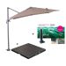 Hawaii zweefparasol S 250x250 - donker grijs/taupe met 80 kg parasolvoet en parasolhoes