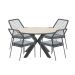 Ross tuinset 5-delig zwart - Tulli tuintafel Ø122x75 cm light teak look