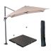 Hawaii zweefparasol S 250x250 - donker grijs/ecru met 80 kg parasolvoet en parasolhoes