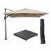 Hawaii zweefparasol 300x300 cm carbon black / taupe met verrijdbare parasolvoet 90 kg en parasolhoes