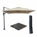 Hawaii zweefparasol 300x300 cm carbon black / taupe met black polished parasolvoet 90 kg en parasolhoes