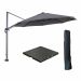 Hawaii zweefparasol Ø350 cm carbon black / donker grijs met 90kg black polished parasolvoet en parasolhoes