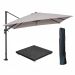 Hawaii zweefparasol 300x300 cm carbon black / zand met 90kg royal antraciet parasolvoet en parasolhoes