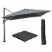 Hawaii zweefparasol 300x300 cm carbon black / donker grijs met 90kg royal antraciet parasolvoet en parasolhoes