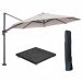 Hawaii zweefparasol Ø350 cm carbon black / zand met 90kg royal antraciet parasolvoet en parasolhoes