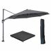 Hawaii zweefparasol Ø350 cm carbon black / donker grijs met 90kg royal antraciet parasolvoet en parasolhoes