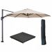 Hawaii zweefparasol Ø350 cm carbon black / ecru met 90kg royal antraciet parasolvoet en parasolhoes
