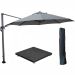 Hawaii zweefparasol Ø350 cm carbon black / licht grijs met royal antraciet parasolvoet 90 kg en parasolhoes