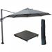 Hawaii zweefparasol Ø350 cm carbon black / licht grijs met verrijdbare parasolvoet 90 kg en parasolhoes