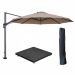 Hawaii zweefparasol Ø350 cm carbon black / taupe met royal antraciet parasolvoet 90 kg en parasolhoes
