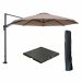 Hawaii zweefparasol Ø350 cm carbon black / taupe met black polished parasolvoet 90 kg en parasolhoes