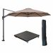 Hawaii zweefparasol Ø350 cm carbon black / taupe met verrijdbare parasolvoet 90 kg en parasolhoes