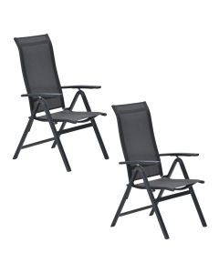Siena tuinstoel verstelbaar donker grijs - 2 stuks