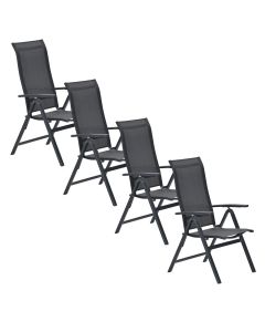Siena tuinstoel verstelbaar donker grijs - 4 stuks