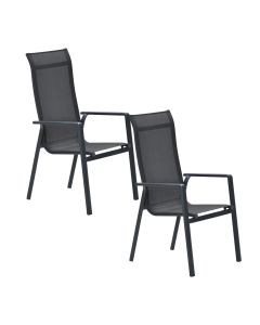 Siena tuinstoel stapelbaar donker grijs - 2 stuks