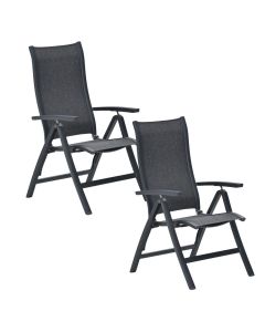 Hilly tuinstoel verstelbaar donker grijs - 2 stuks