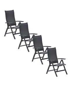 Hilly tuinstoel verstelbaar donker grijs - 4 stuks
