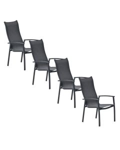 Hilly tuinstoel stapelbaar donker grijs - 4 stuks