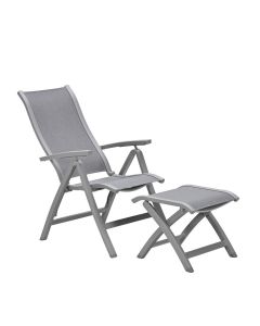 Hilly tuinstoel verstelbaar taupe incl voetenbank