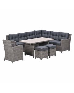 Jaru lounge dining set 6-delig rechts - light teak vironwood