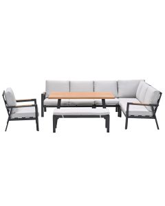 Lissabon lounge dining set 7-delig rechts incl stoel - valley sand