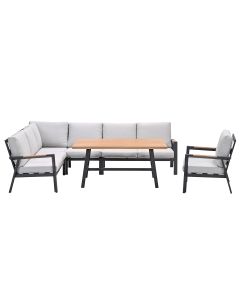 Lissabon lounge dining set 6-delig links incl stoel - valley sand