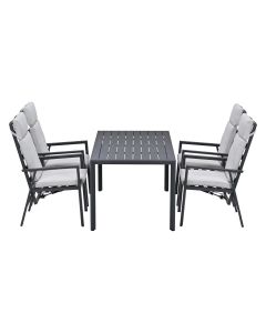 Kasper tuinset 5-delig - tuintafel 160x84 cm donker grijs