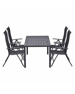 Santos tuinset 5-delig - Kasper tuintafel 160x84 cm donker grijs