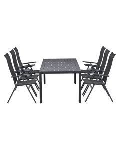 Siena tuinset 7-delig verstelbaar - Kasper tuintafel 220x93 cm