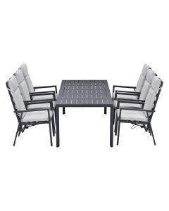 Kasper tuinset 7-delig - tuintafel 220x93 cm donker grijs