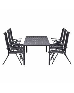 Santos tuinset 7-delig - Kasper tuintafel 220x93 cm donker grijs