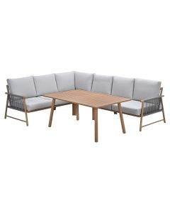 Hannie lounge dining set 5-delig - light teak look