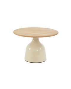 June loungetafel Ø60x38 cm creme - teak
