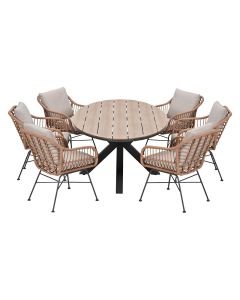 Lucas tuinset bruin 7-delig - Tulli tuintafel ovaal 220x115 cm