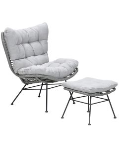 Melfort lounge tuinstoel incl. voetenbank donker grijs - grey sand