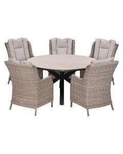 Marbella tuinset 6-delig vin. willow - Tulli tuintafel Ø148 cm