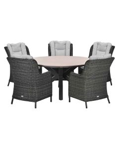 Marbella tuinset 6-delig earl grey - Tulli tuintafel Ø148 cm