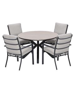 Senja tuinset 5-delig sandstone - Tulli tuintafel Ø122x75 cm - light teak vironwood